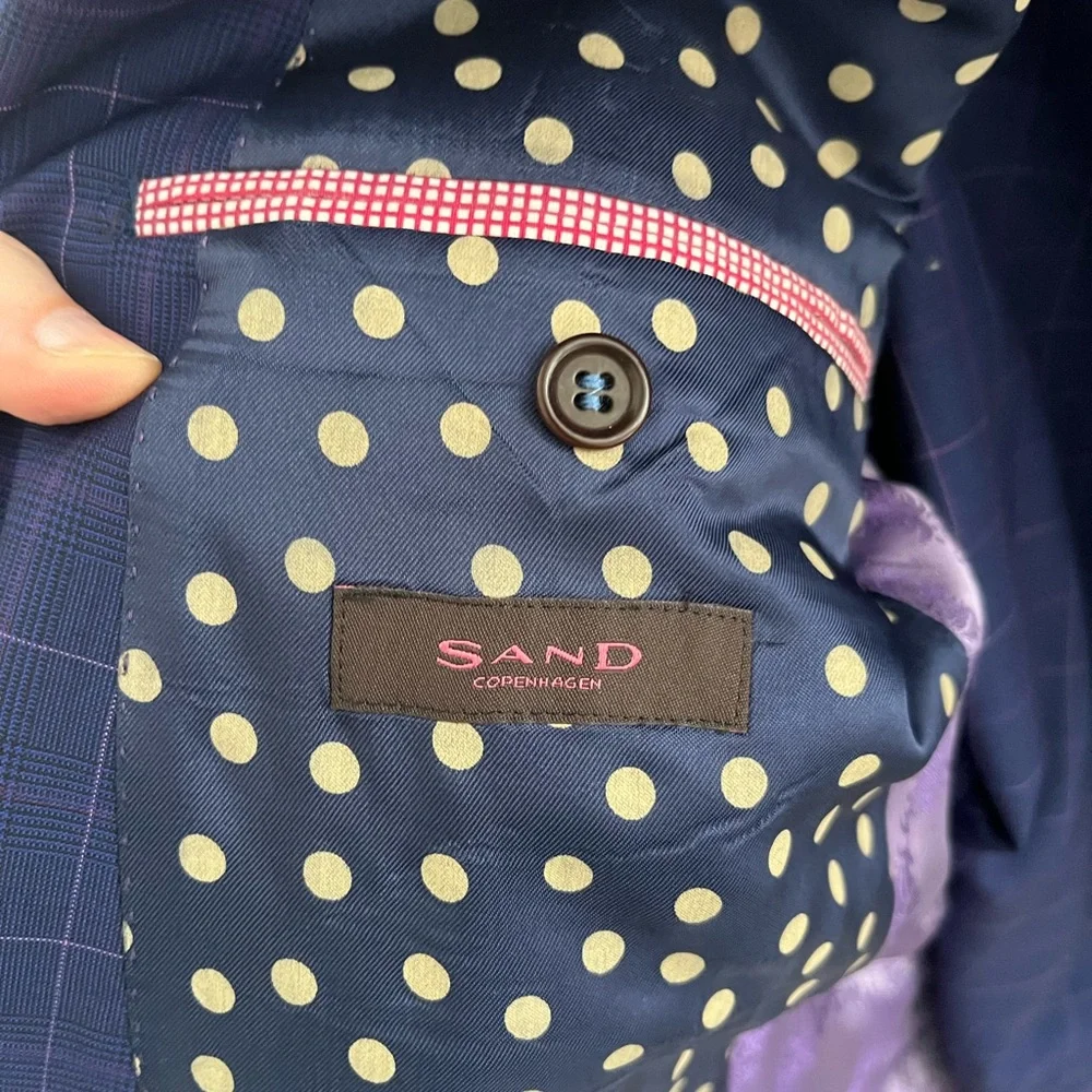 Sand Navy Checkered Suit - Picture 4 of 10